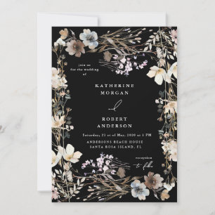 Invitación Boda floral de pradera de otoño polvoriento