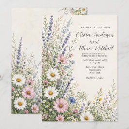 Invitación Boda floral de pradera primaveral de flores silves