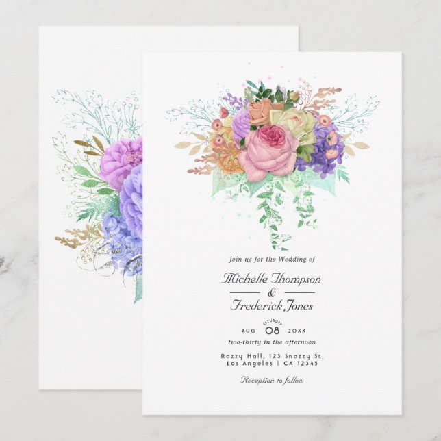 Invitación Boda floral de primavera (Anverso / Reverso)