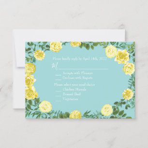 Invitación Boda floral de primavera amarilla y Aqua