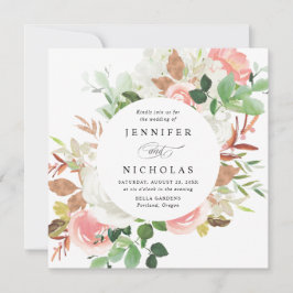 Invitación Boda floral de primavera Blush | Marco circular