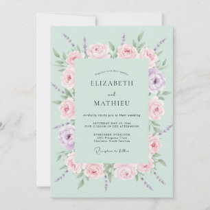 Invitación Boda Floral de Primavera con Menta