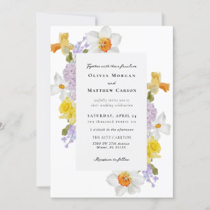 Invitación Boda floral de primavera de Daffodis e Hyacinths