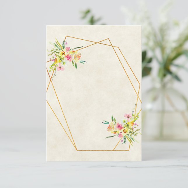 Invitación Boda floral de primavera de presupuesto en blanco (Anverso de pie)