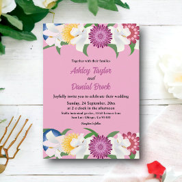 Invitación Boda floral de primavera rusa de flores rosadas de