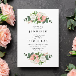 Invitación Boda floral de primavera sonrosada
