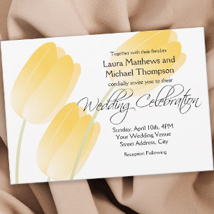 Invitación Boda floral de primavera tulipano amarillo