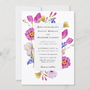 Invitación Boda floral de primavera tulipano rosa
