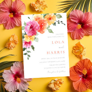 Invitación Boda floral de primavera vibrante y colorida