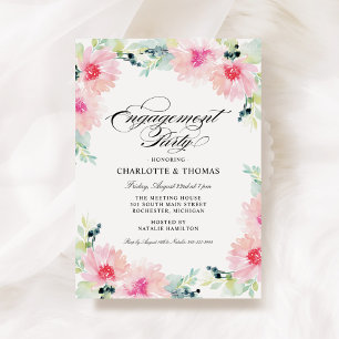 Invitación Boda floral de primavera Vintage Blush con acuarel