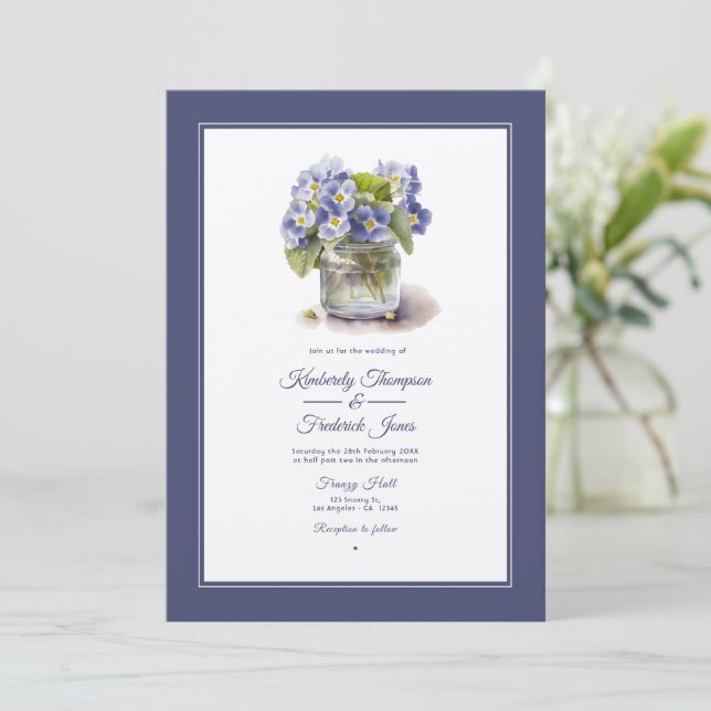 Invitación Boda Floral de Prímula Vespertina Común Crepuscula (Anverso de pie)