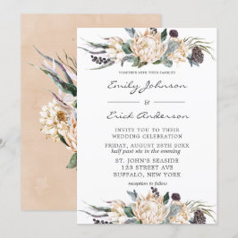 Invitación Boda Floral de Protea Blanca Boho Tropical Invitat