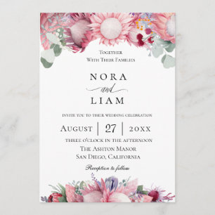 Invitación Boda floral de Protea exótica