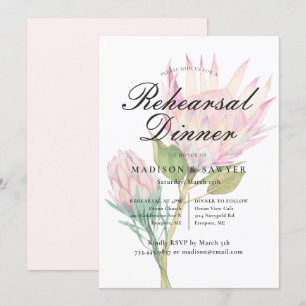 Invitación Boda floral de protea rosada exótica Cena