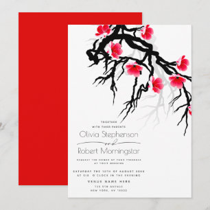 Invitación Boda   Floral de rama de flor japonesa