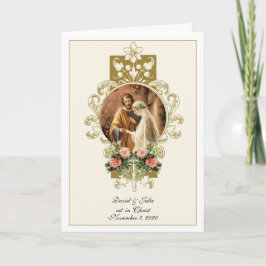 Invitación Boda floral de religión católica tradicional