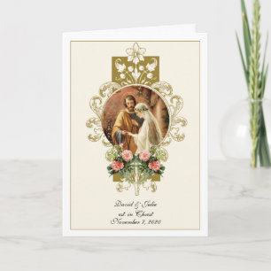 Invitación Boda floral de religión católica tradicional
