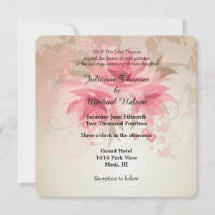 Invitación Boda floral de resumen rosa