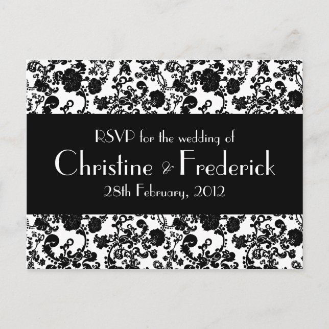 Invitación Boda Floral de Rococo, postal RSVP (Anverso)