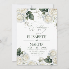 Invitación Boda Floral de Rosa Blanca Moderna y Elegante