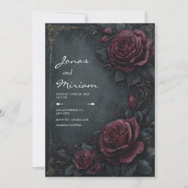 Invitación Boda floral de Rosa Burgundy Carbonilla oscura tem