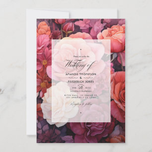 Invitación Boda floral de rosa canela y rosa polvorienta