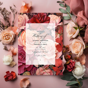 Invitación Boda floral de rosa canela y rosa polvorienta