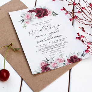 Invitación Boda floral de Rosa de cimarrones blancos rusos