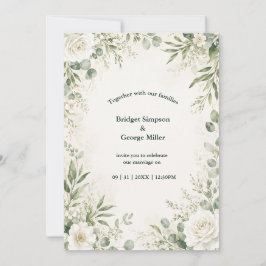 Invitación Boda floral de rosa eucalipto romántico