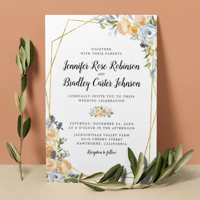 Invitación Boda floral de Rosa Melocotón Cardo (Subido por el creador)