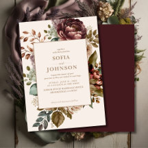 Boda floral de rosa oscura marfil Otoño Invierno