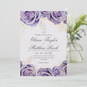 Invitación Boda floral de rosa púrpura con estilo moderno y e