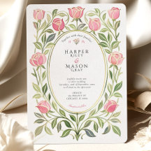 Boda floral de rosa rosa Art Nouveau elegante