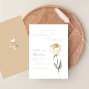Invitación Boda floral de rosa rosa elegante simple