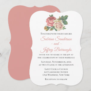 Invitación Boda floral de rosa rosa rosa rosa vintage