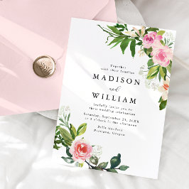 Invitación Boda floral de rosa suave