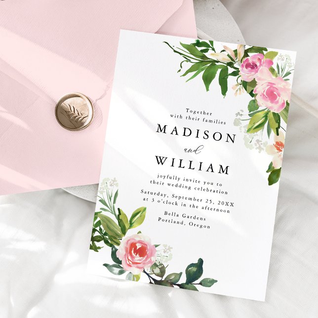 Invitación Boda floral de rosa suave (Subido por el creador)