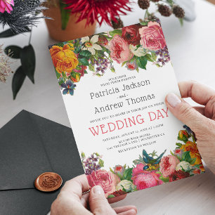 Invitación Boda floral de rosa vintage