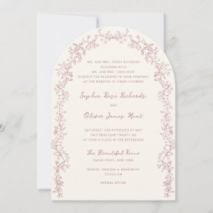 Invitación Boda Floral de Rosa Vintage Rústica con Arco de Ar