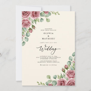 Invitación Boda floral de rosado rubor
