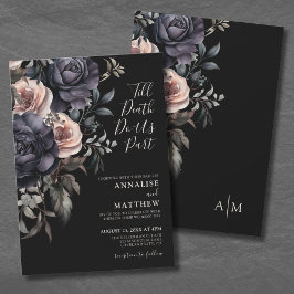Invitación Boda floral de rosas elegantes góticas