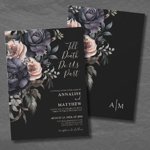 Invitación Boda floral de rosas elegantes góticas
