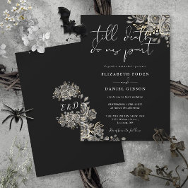 Invitación Boda Floral De Rosas Góticos Blancos Y Negros