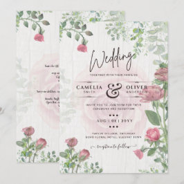 Invitación Boda floral de rosas rosadas polvorientas todo en 