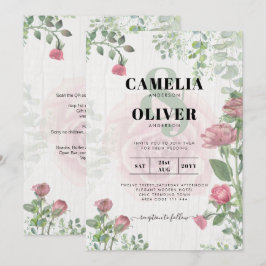 Invitación Boda floral de rosas rosadas polvorientas todo en 