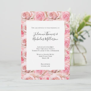Invitación Boda floral de rosas rosadas románticas