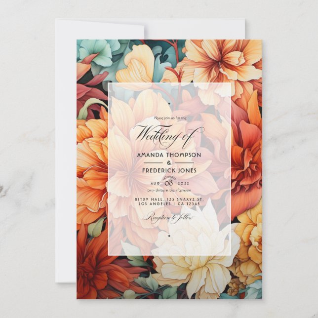 Invitación Boda floral de roya (Anverso)