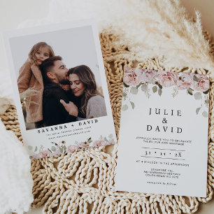 Invitación Boda floral de Rubor boho rosa moderno
