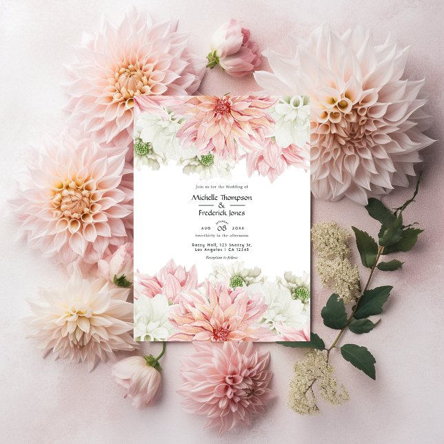 Invitación Boda floral de Rubor Dahlias (Subido por el creador)