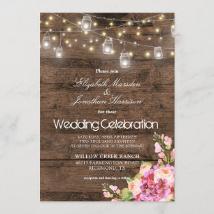 Invitación Boda floral de Rubor de albañil de las luces